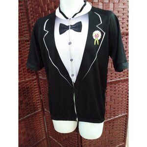Mens Cycling Jersey Tuxedo Pattern Double Sided 3XL Full Zip Shirt